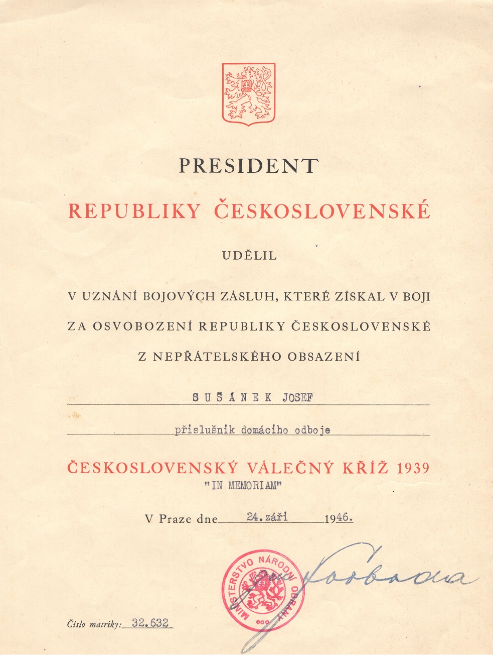 17 foto Dekret k udlen eskoslovenskho vlenho ke presidentem republiky